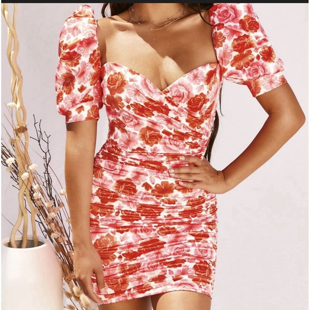 Oh Polly Floral In Bloom  Night Out/party  Mini/midi Dress Size Us 2  Uk Size 6